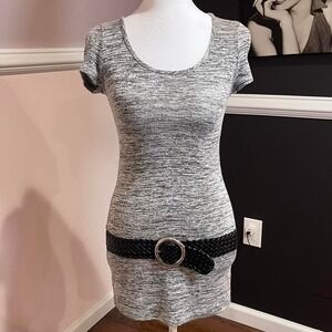 y2k gray body con mini dress with belt detail small